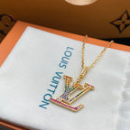 Louis Vuitton Colored Crystal Logo Pendant Necklace – Luxury Designer Jewelry – product image 6