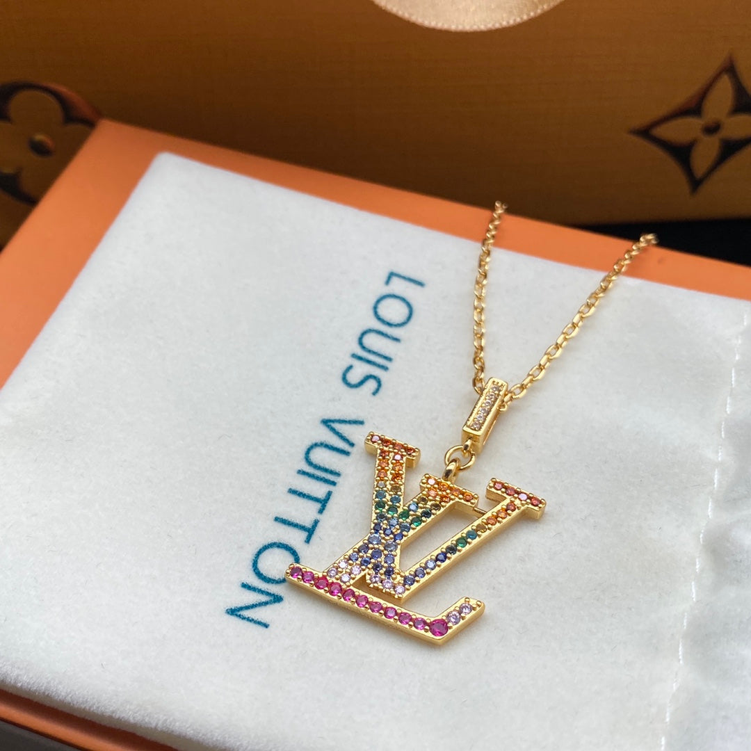 Louis Vuitton Colored Crystal Logo Pendant Necklace – Luxury Designer Jewelry – product image 6