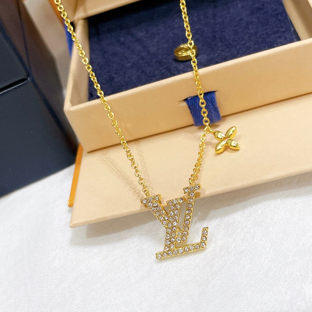 Louis Vuitton Crystal Alphabet Floral Necklace – Luxury Designer Jewelry – product image 3