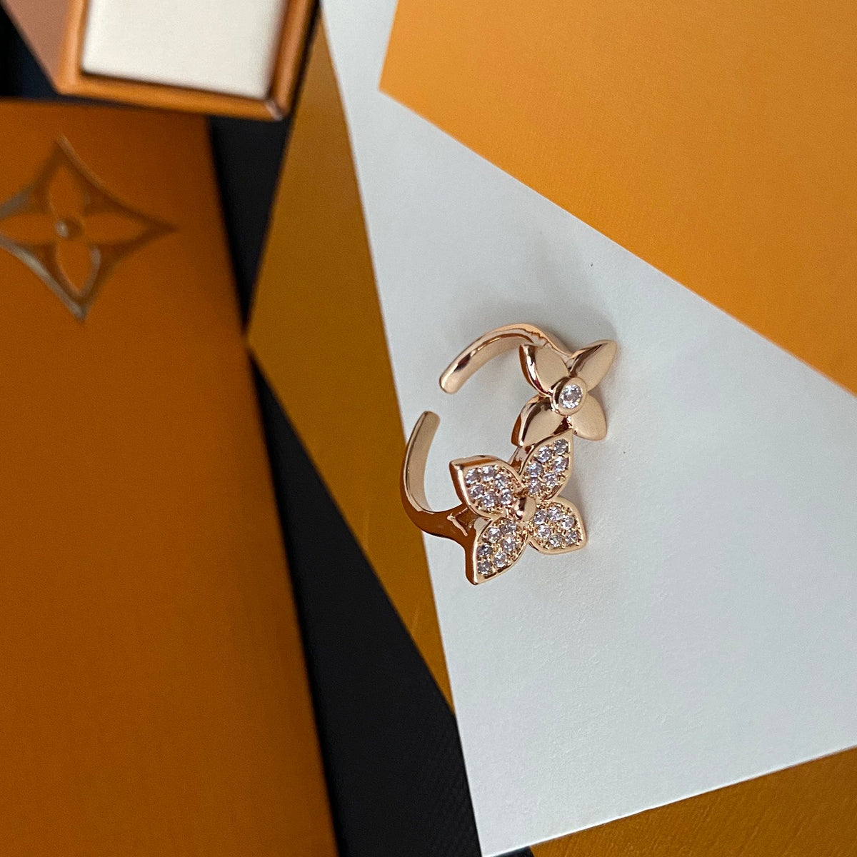 Louis Vuitton Crystal Floral Open Ring – Luxury Designer Jewelry – product image 3
