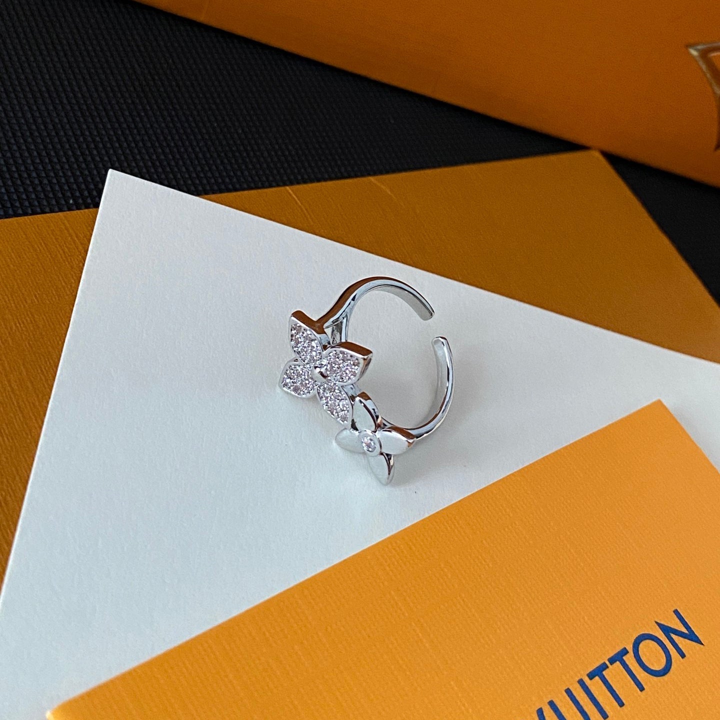 Louis Vuitton Crystal Floral Open Ring – Luxury Designer Jewelry – product image 4