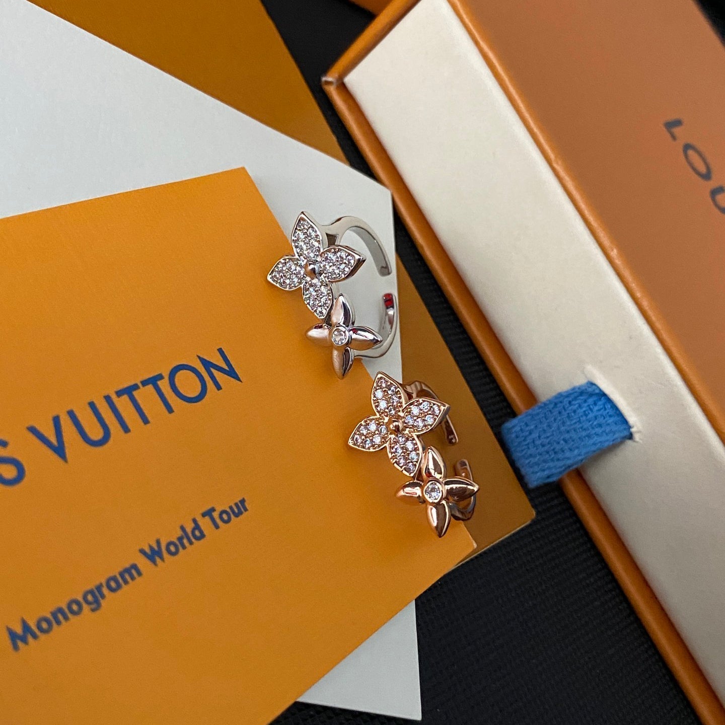Louis Vuitton Crystal Floral Open Ring – Luxury Designer Jewelry – product image 5