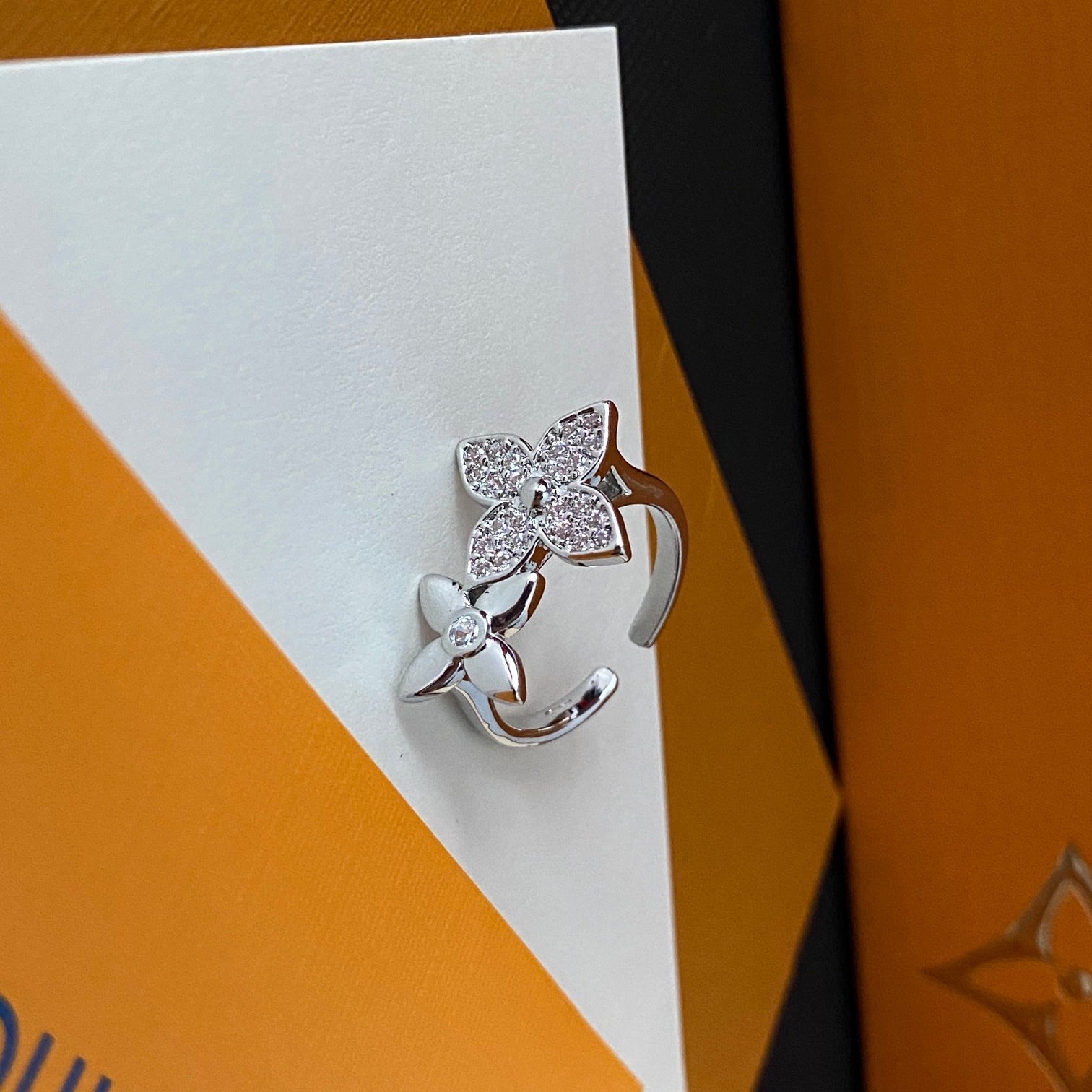 Louis Vuitton Crystal Floral Open Ring – Luxury Designer Jewelry – product image 6