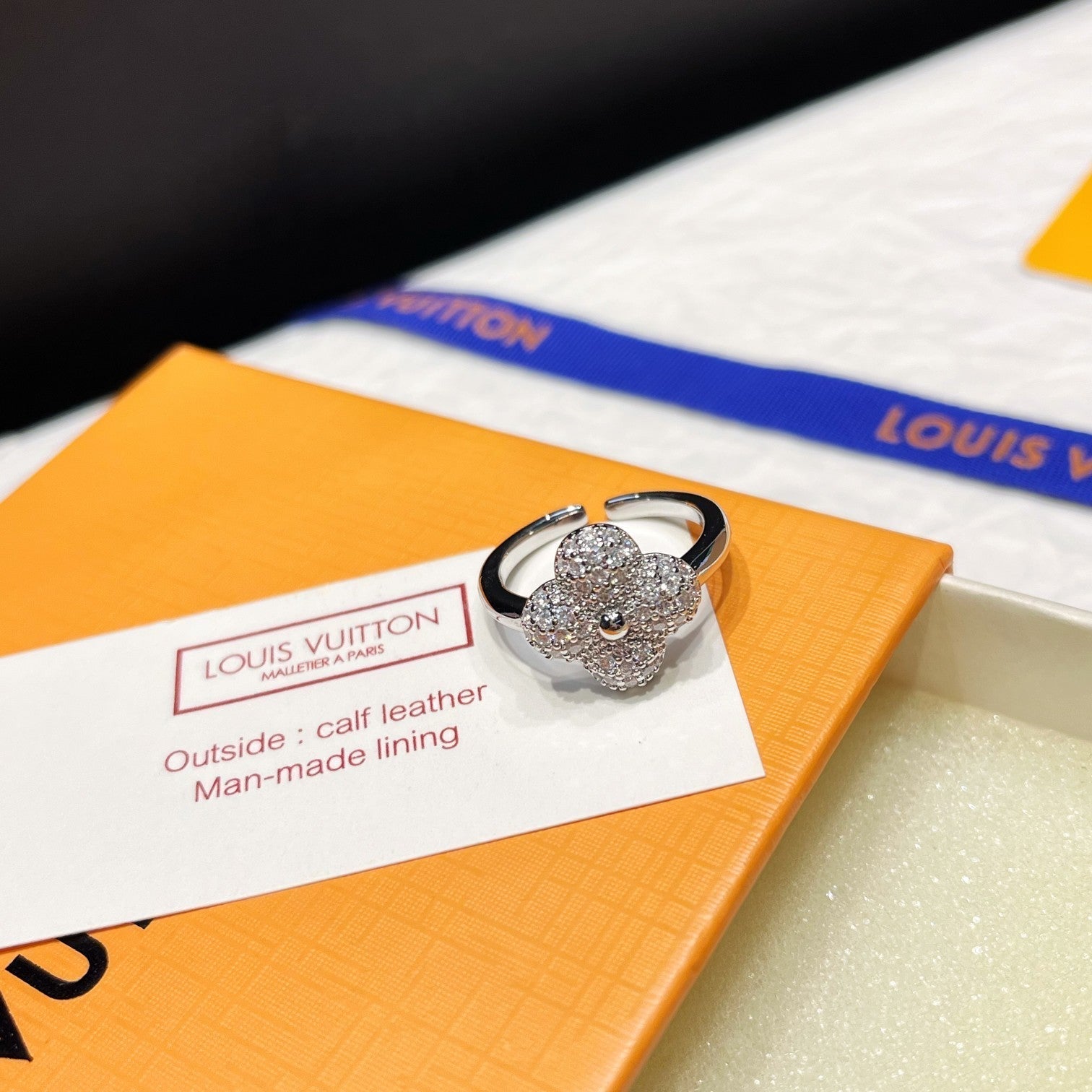 Louis Vuitton Crystal Floral Open Ring – Luxury Designer Jewelry – product image 4