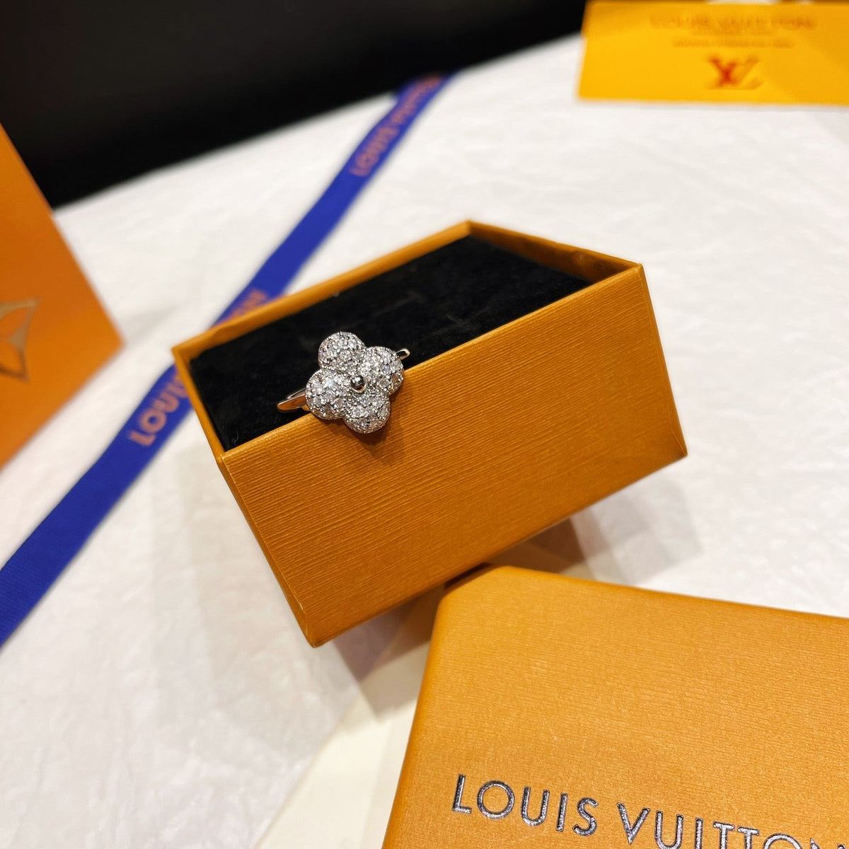 Louis Vuitton Crystal Floral Open Ring – Luxury Designer Jewelry – product image 8