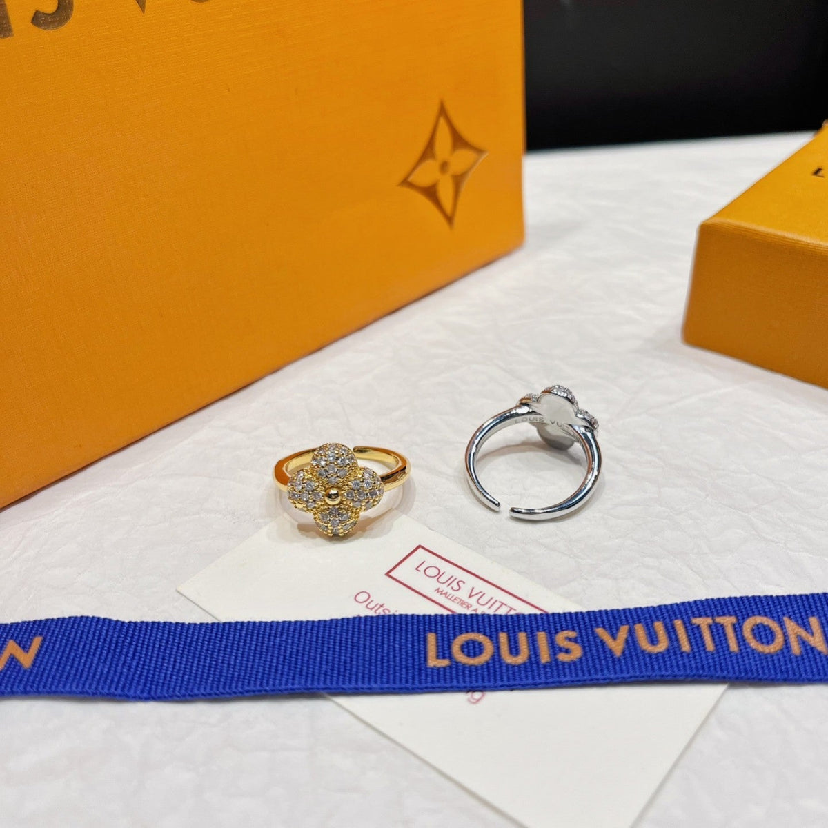 Louis Vuitton Crystal Floral Open Ring – Luxury Designer Jewelry – product image 9