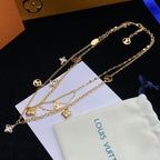 Louis Vuitton Flower Letter Double Layer Necklace – Luxury Designer Jewelry – product image 1