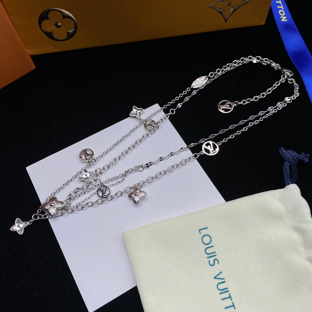 Louis Vuitton Flower Letter Double Layer Necklace – Luxury Designer Jewelry – product image 4