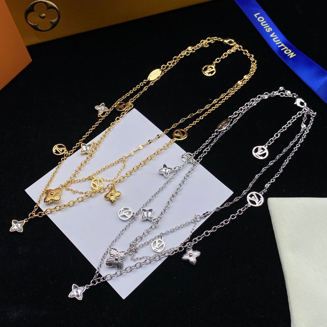 Louis Vuitton Flower Letter Double Layer Necklace – Luxury Designer Jewelry – product image 7
