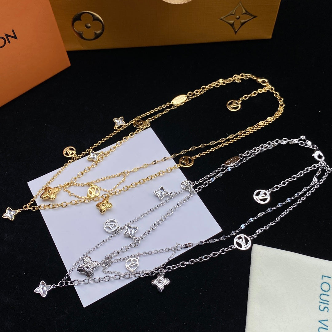 Louis Vuitton Flower Letter Double Layer Necklace – Luxury Designer Jewelry – product image 8