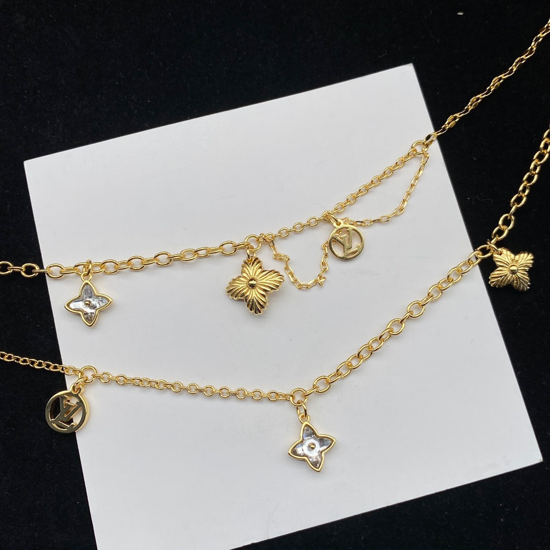 Louis Vuitton Flower Letter Double Layer Necklace – Luxury Designer Jewelry – product image 9