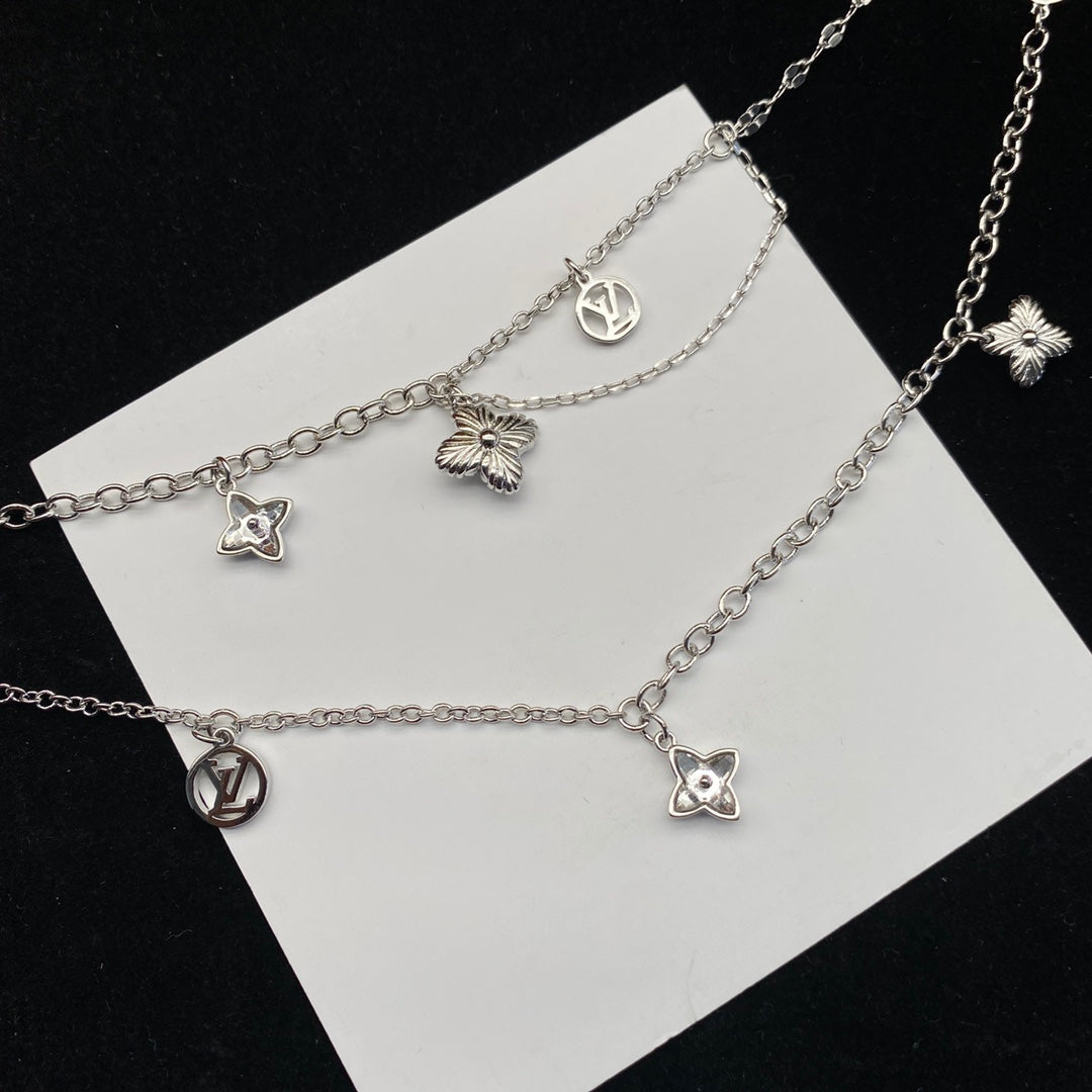 Louis Vuitton Flower Letter Double Layer Necklace – Luxury Designer Jewelry – product image 10