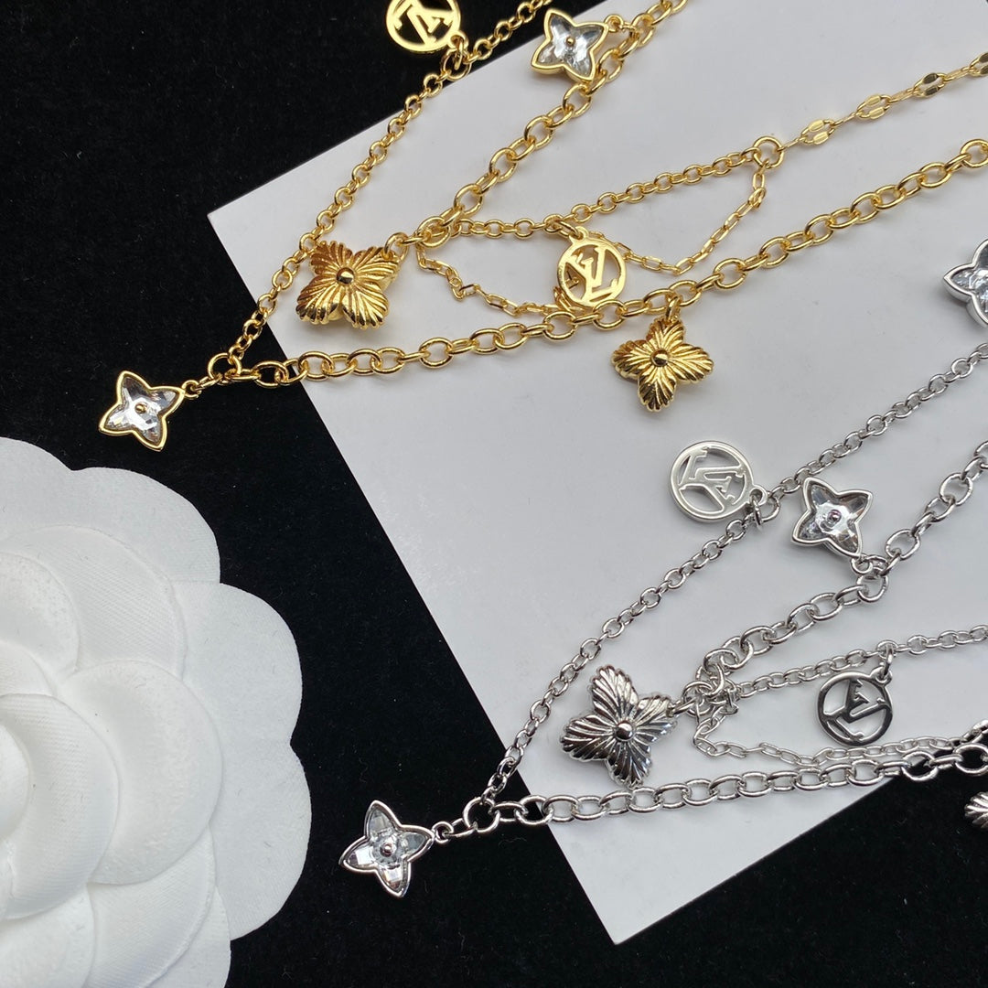 Louis Vuitton Flower Letter Double Layer Necklace – Luxury Designer Jewelry – product image 11