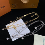 Louis Vuitton Flower Letter Double Layer Necklace – Luxury Designer Jewelry – product image 13