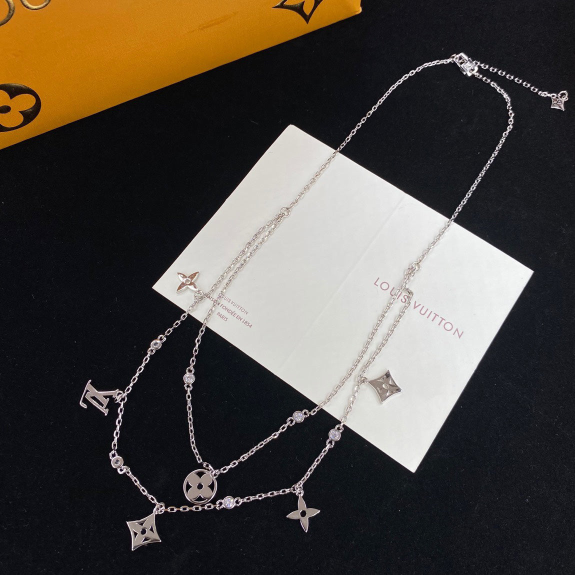 Louis Vuitton Flower Pendant Double Layer Necklace – Luxury Designer Jewelry – product image 2