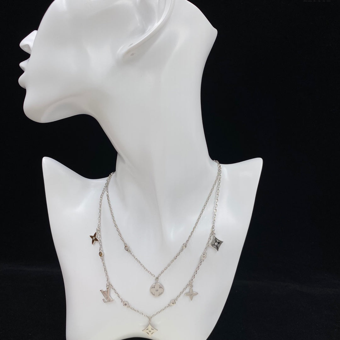 Louis Vuitton Flower Pendant Double Layer Necklace – Luxury Designer Jewelry – product image 4