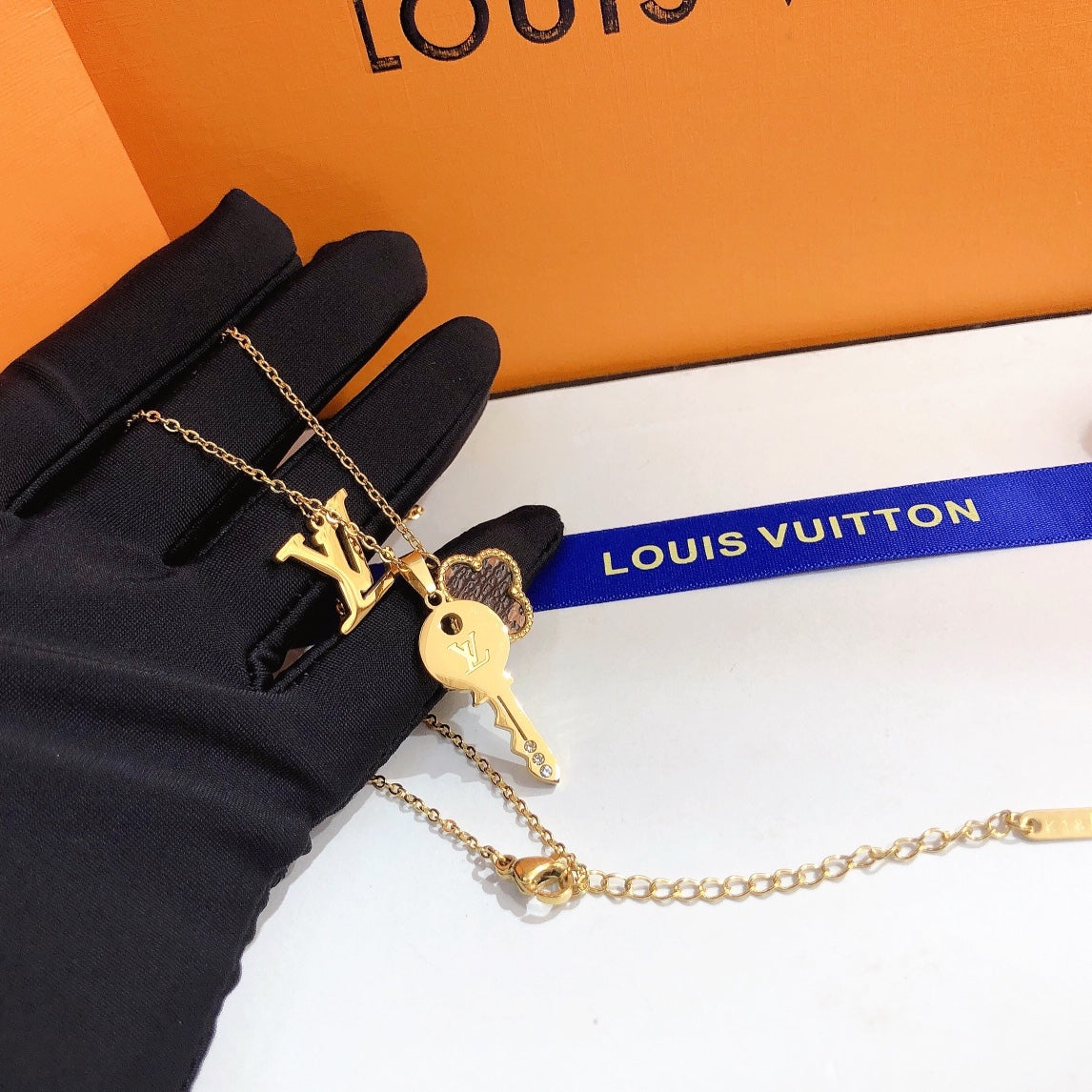 Louis Vuitton Four-leaf Clover Key Three Accessory Necklace – Luxury Designer Jewelry – product image 4