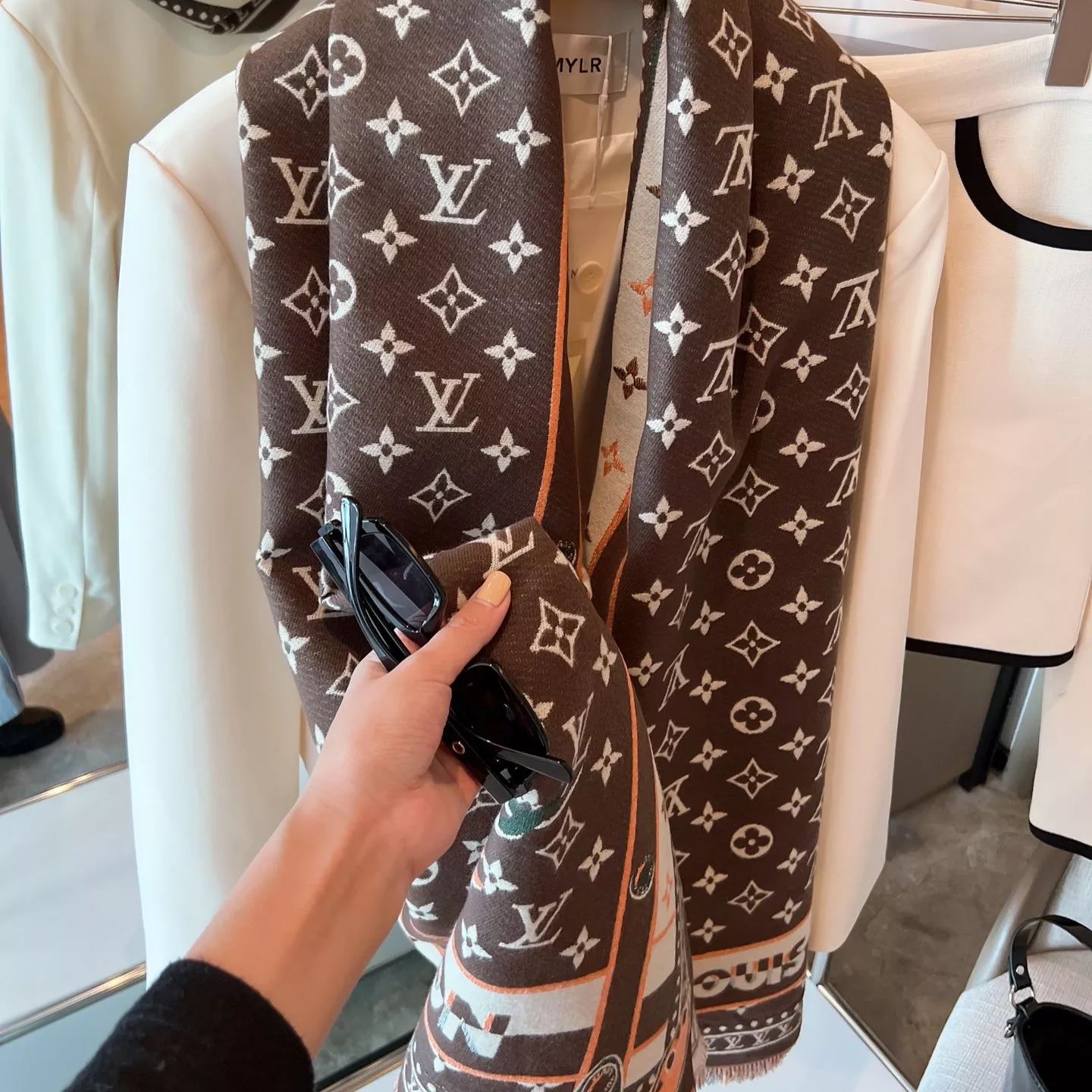 Louis Vuitton Full Monogram Cashmere Scarf Shawl for Women – product image 7