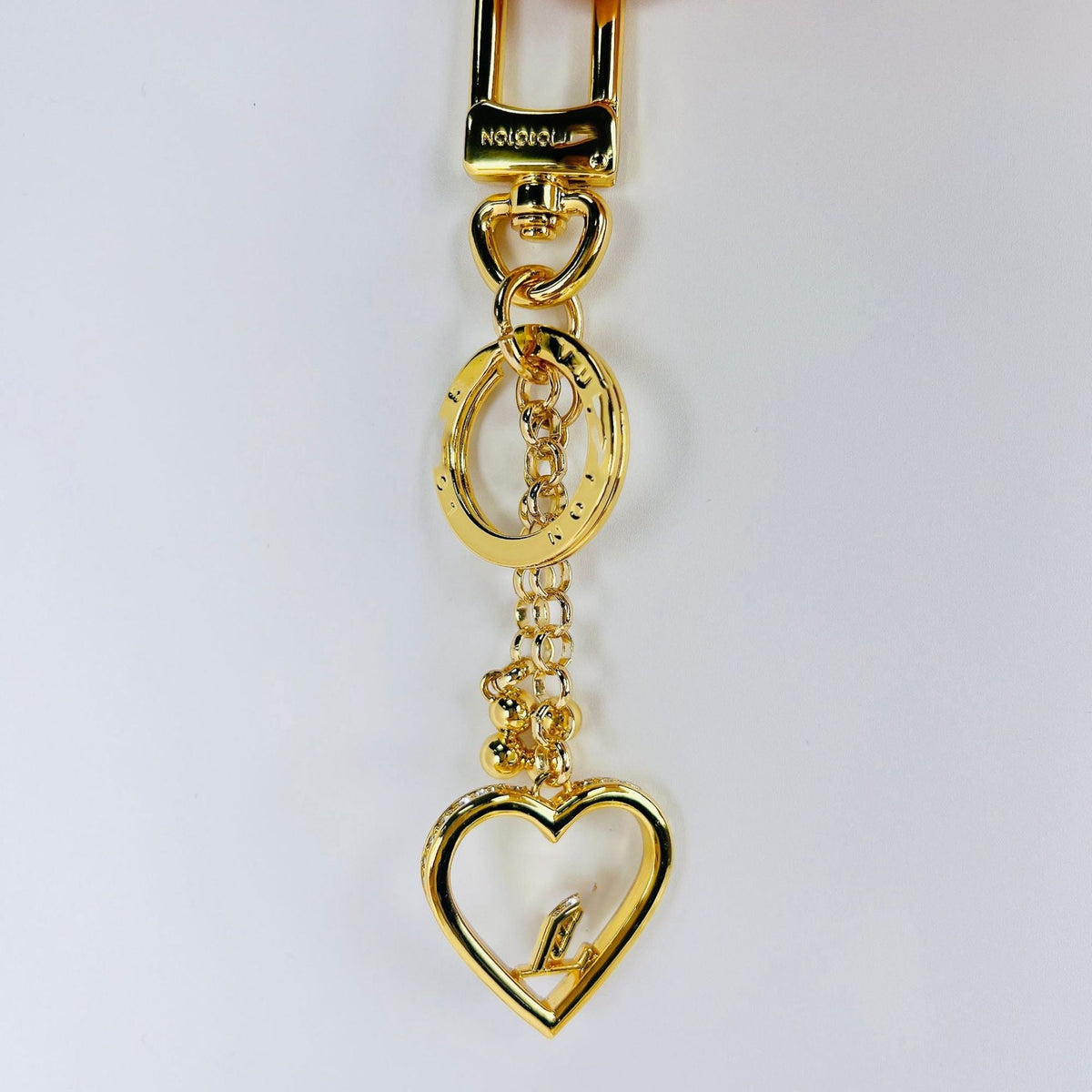 Louis Vuitton heart love charm keychain front view