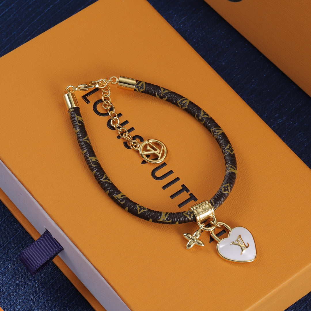 Louis Vuitton Heart Padlock Leather Bracelet – Luxury Jewelry – product image 1