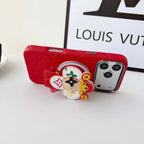 Louis Vuitton iPhone 17 Pro Max Case MagSafe Leather with Flower Grip – Gray