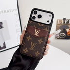 Louis Vuitton iPhone 18 Pro Max Case with Card Holder – Dark gray Classic Monogram Leather