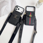 Gucci iPhone 17 Pro Max Case with Card Holder & Strap – GG Leather Wallet