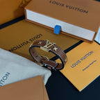 Louis Vuitton Leather Floral Metal Logo Bracelet – Luxury Jewelry – product image 2