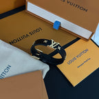 Louis Vuitton Leather Floral Metal Logo Bracelet – Luxury Jewelry – product image 3