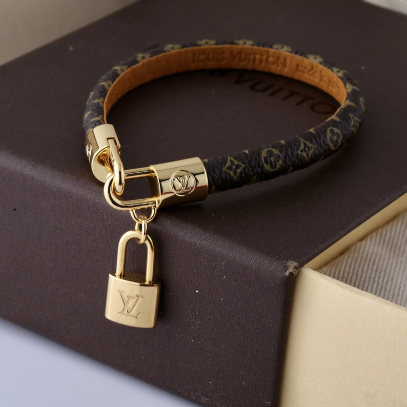 Louis Vuitton Leather Lock Bracelet – Luxury Jewelry – product image 1