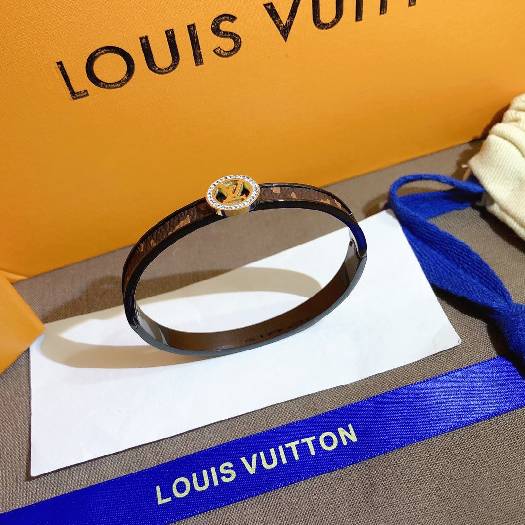 Louis Vuitton Leather Monogram Crystal Bracelet – Luxury Jewelry – product image 1