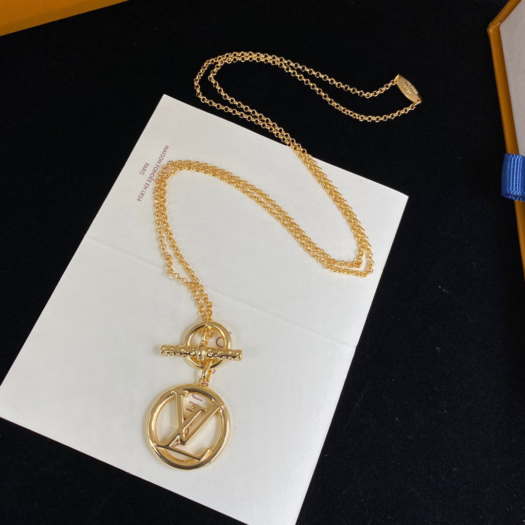 Louis Vuitton Letter Logo Earring Necklace Set – Luxury Designer Jewelry – product image 2
