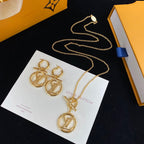 Louis Vuitton Letter Logo Earring Necklace Set – Luxury Designer Jewelry – product image 3