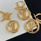 Louis Vuitton Letter Logo Earring Necklace Set – Luxury Designer Jewelry – product image 10