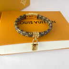 Louis Vuitton Lock Pendant Double Layer Leather Bracelet – Luxury Jewelry – product image 1