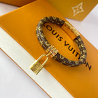 Louis Vuitton Lock Pendant Double Layer Leather Bracelet – Luxury Jewelry – product image 2