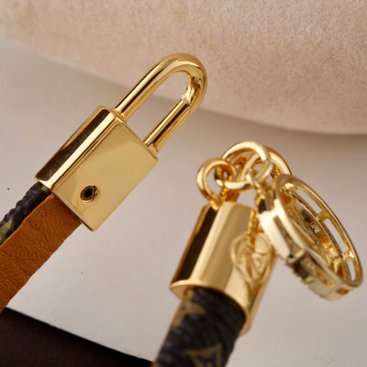 Louis Vuitton Logo Pendant Monogram Leather Bracelet – Luxury Jewelry – product image 4