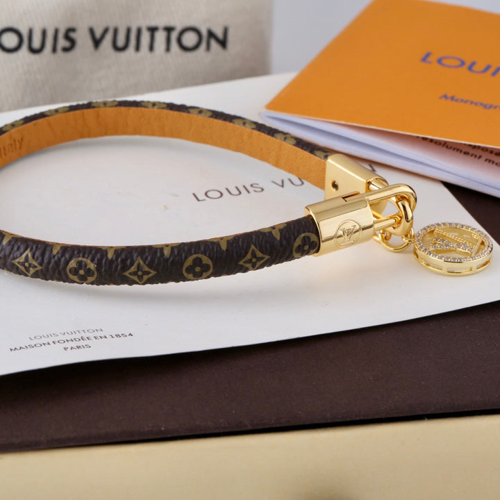 Louis Vuitton Logo Pendant Monogram Leather Bracelet – Luxury Jewelry – product image 6