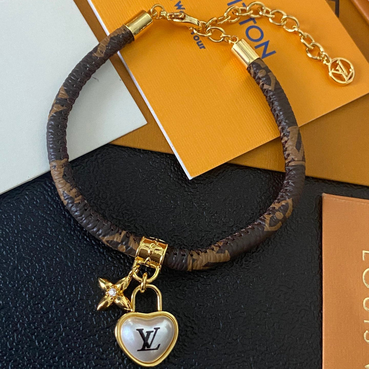 Louis Vuitton Love Pendant Leather Bracelet – Luxury Jewelry – product image 4