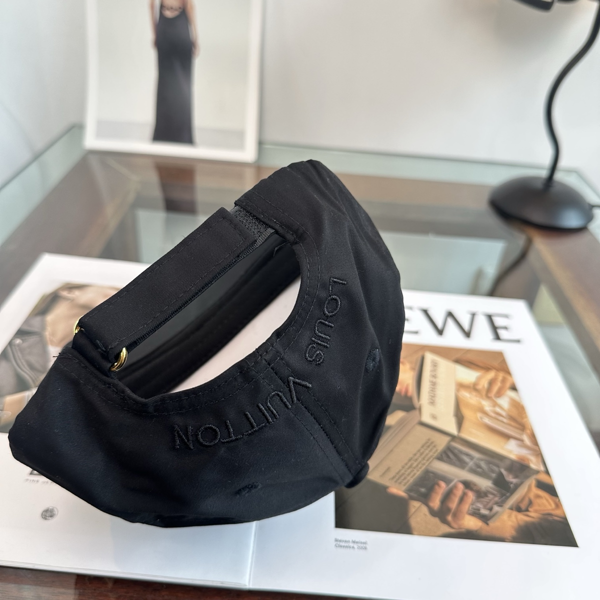 Louis Vuitton monogram baseball cap in black back view