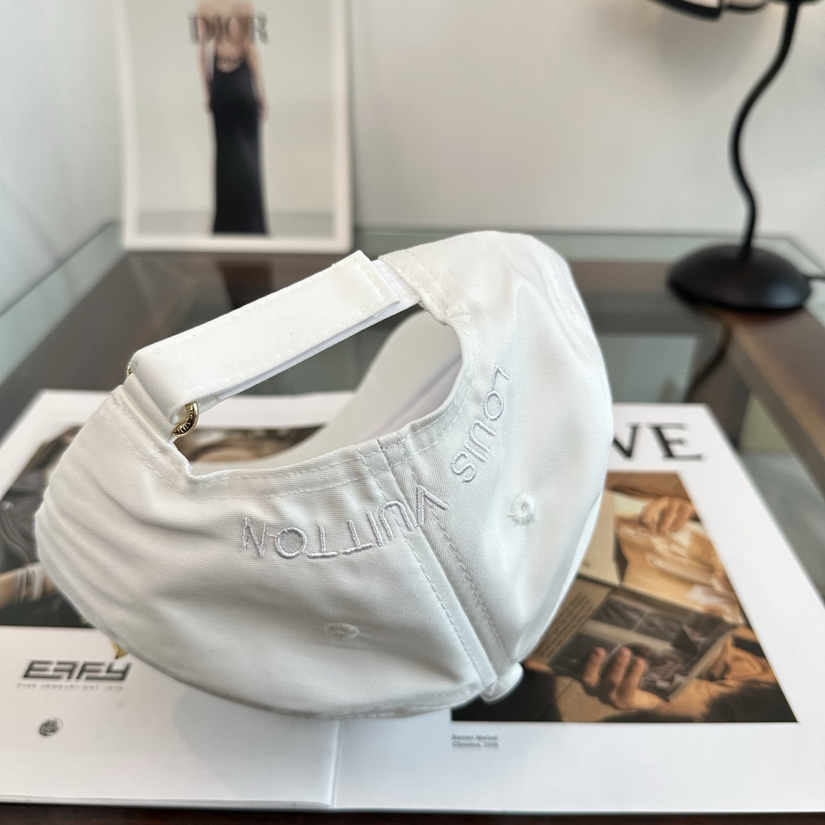 Louis Vuitton monogram baseball cap in white back view