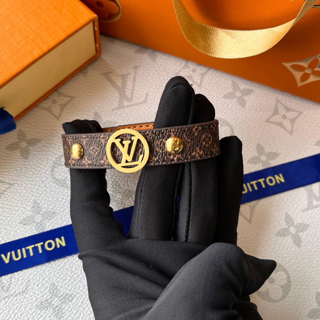 Louis Vuitton Monogram Print Leather Bracelet – Luxury Jewelry – product image 1