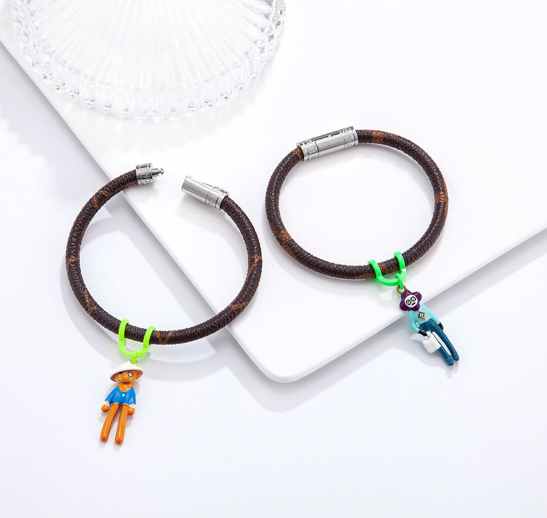 Louis Vuitton Monogram Puppet Pendant Leather Bracelet – Luxury Jewelry – product image 12