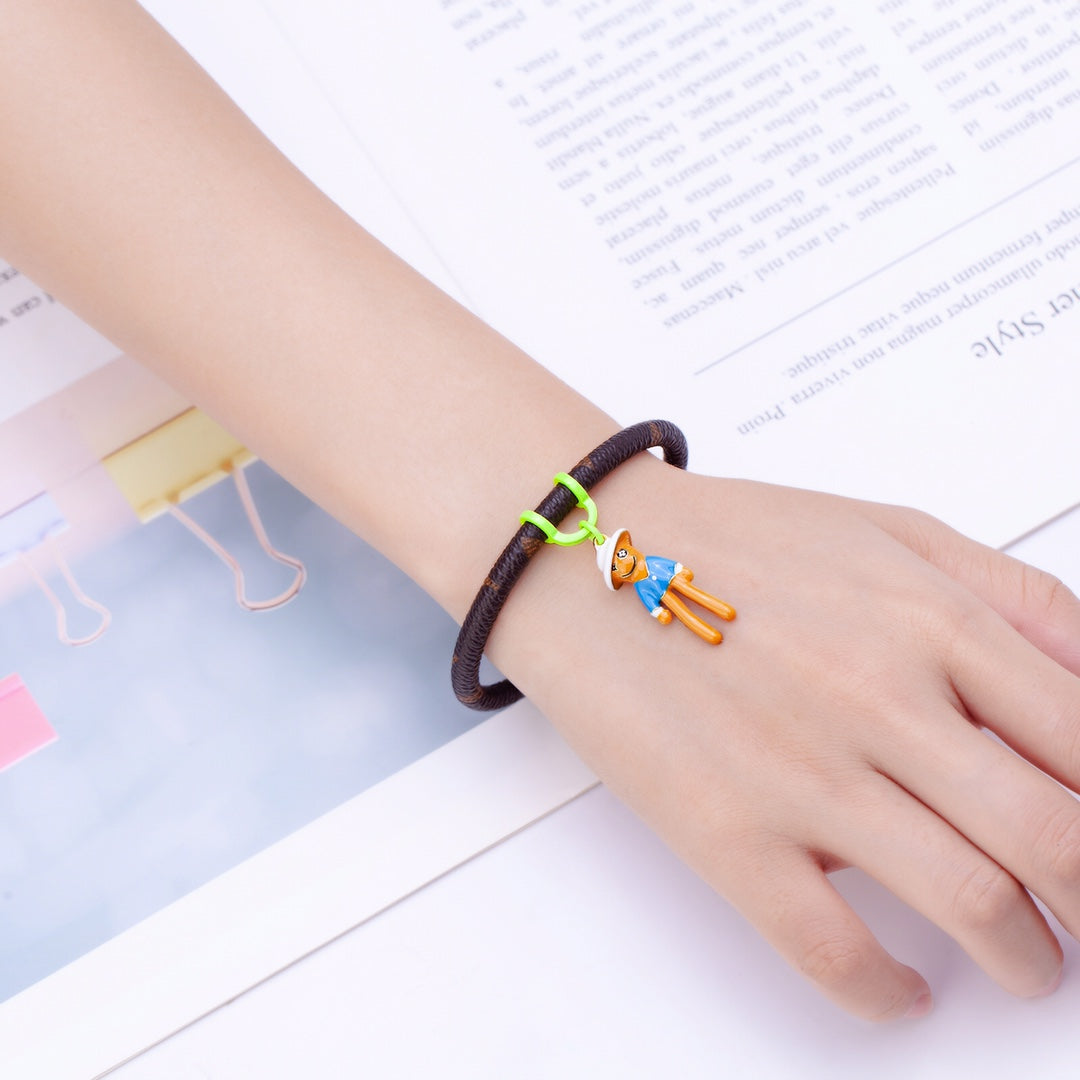 Louis Vuitton Monogram Puppet Pendant Leather Bracelet – Luxury Jewelry – product image 13
