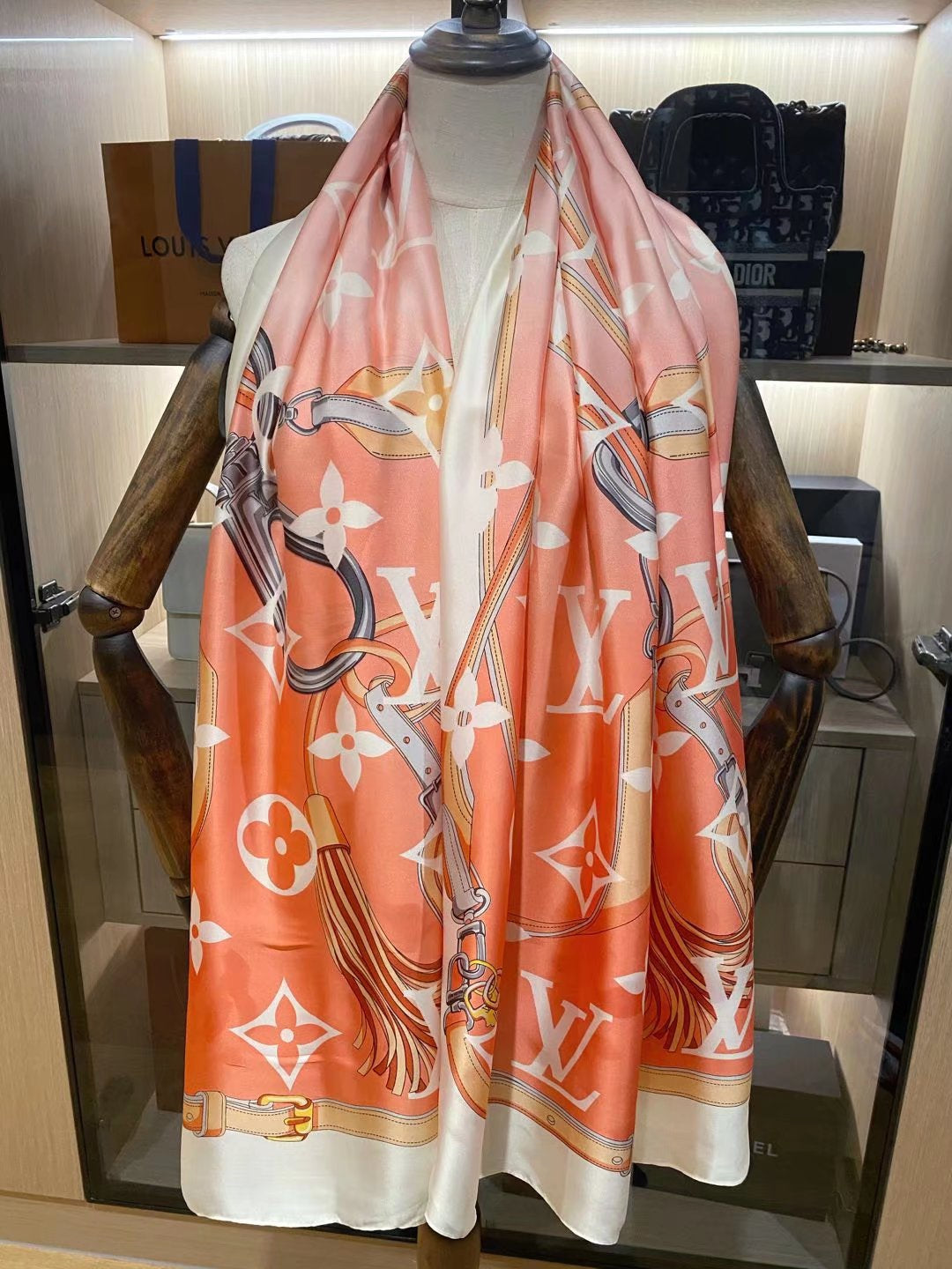 Louis Vuitton Monogram Satin Scarf Shawl for Women – product image 2