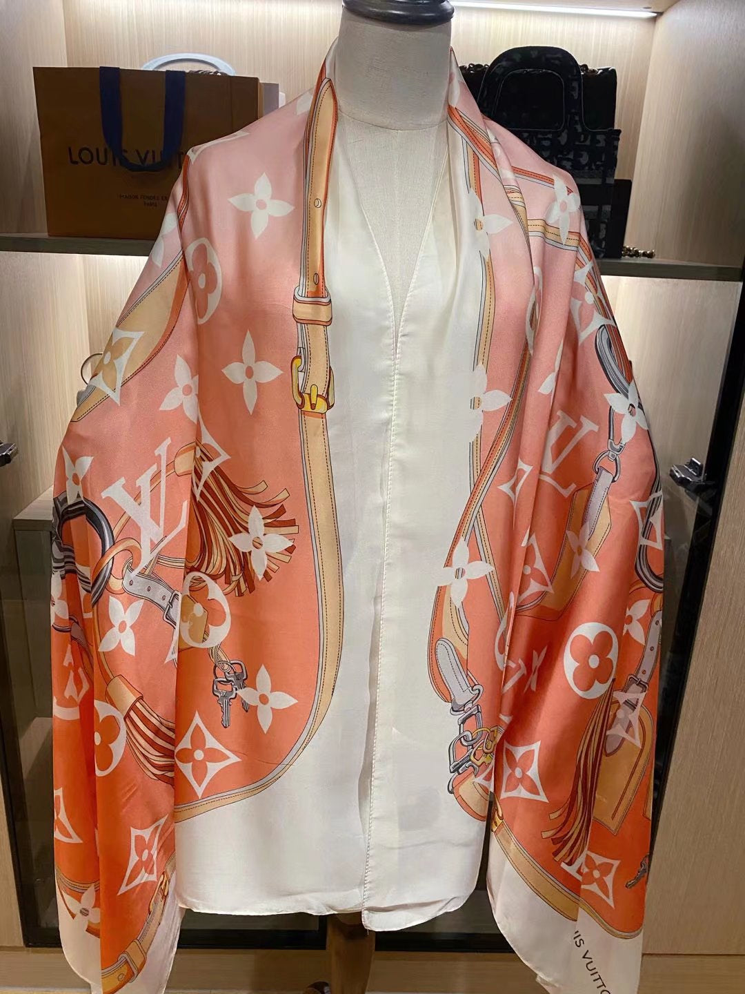 Louis Vuitton Monogram Satin Scarf Shawl for Women – product image 9