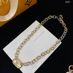 Louis Vuitton Oval Chain Necklace Bracelet Earring Set – Luxury Jewelry – product image 1