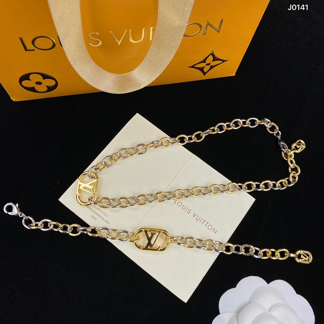 Louis Vuitton Oval Chain Necklace Bracelet Earring Set – Luxury Jewelry – product image 16