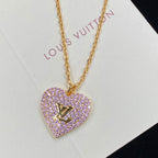 Louis Vuitton Pink Crystal Heart Necklace – Luxury Designer Jewelry – product image 2