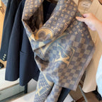Louis Vuitton Plaid Panel Monogram Cashmere Scarf Shawl for Women – product image 4